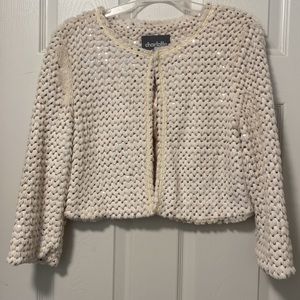 Charlotte Russe Faux Fur Sequin Cropped Jacket